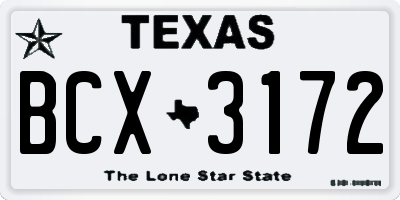 TX license plate BCX3172