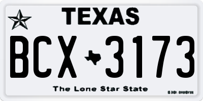 TX license plate BCX3173