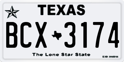 TX license plate BCX3174