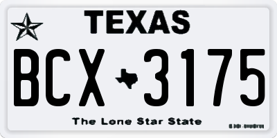 TX license plate BCX3175