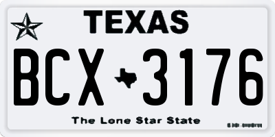 TX license plate BCX3176