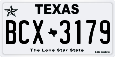 TX license plate BCX3179