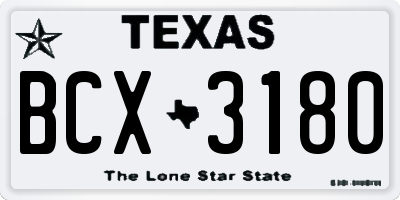 TX license plate BCX3180