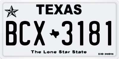 TX license plate BCX3181