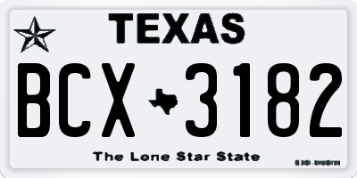 TX license plate BCX3182