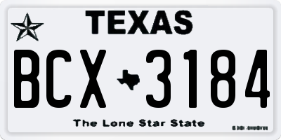 TX license plate BCX3184