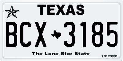 TX license plate BCX3185