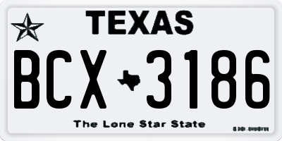 TX license plate BCX3186