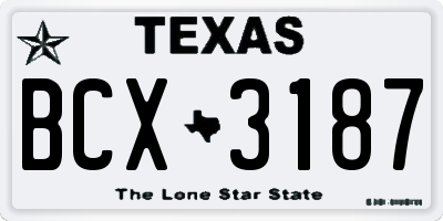 TX license plate BCX3187