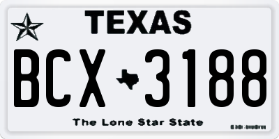 TX license plate BCX3188