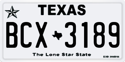TX license plate BCX3189