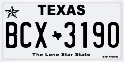 TX license plate BCX3190