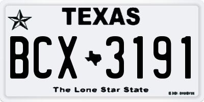 TX license plate BCX3191