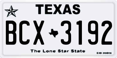 TX license plate BCX3192