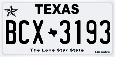 TX license plate BCX3193