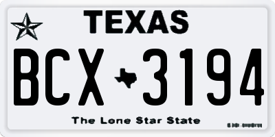 TX license plate BCX3194