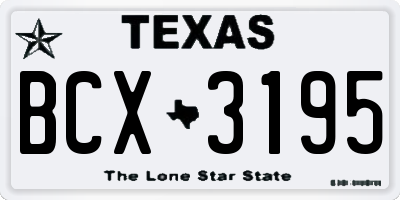 TX license plate BCX3195