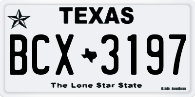 TX license plate BCX3197