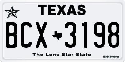 TX license plate BCX3198