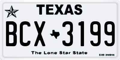 TX license plate BCX3199