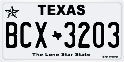 TX license plate BCX3203