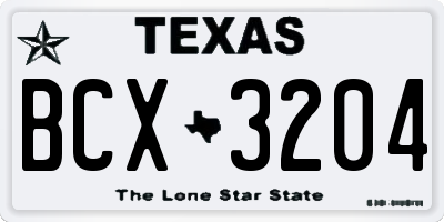 TX license plate BCX3204
