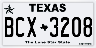 TX license plate BCX3208