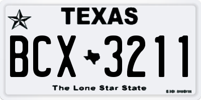 TX license plate BCX3211