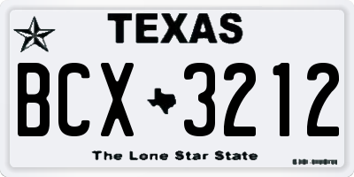 TX license plate BCX3212