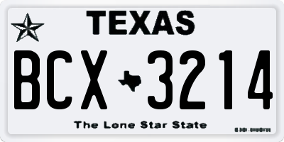 TX license plate BCX3214