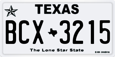 TX license plate BCX3215