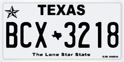 TX license plate BCX3218