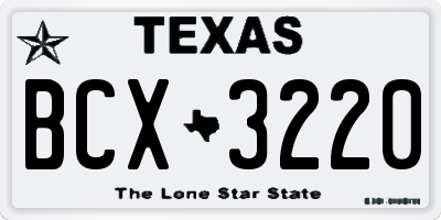 TX license plate BCX3220