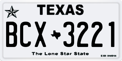 TX license plate BCX3221