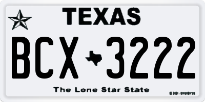 TX license plate BCX3222