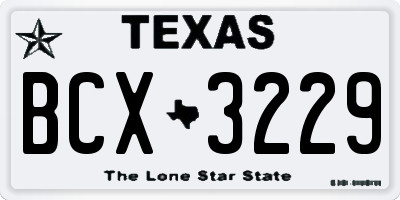 TX license plate BCX3229