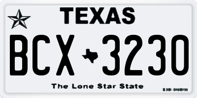 TX license plate BCX3230