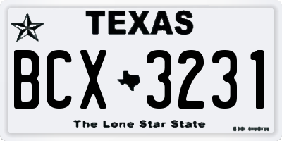 TX license plate BCX3231