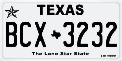 TX license plate BCX3232