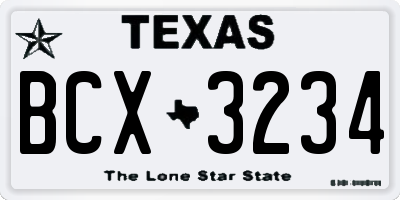 TX license plate BCX3234