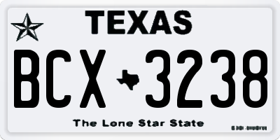 TX license plate BCX3238