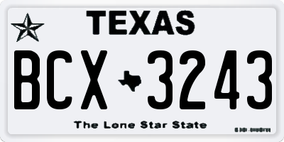 TX license plate BCX3243