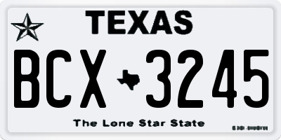 TX license plate BCX3245