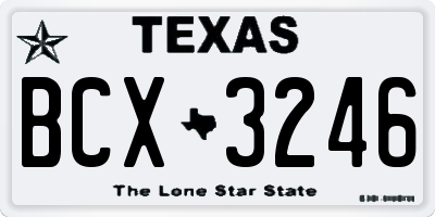 TX license plate BCX3246
