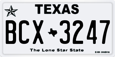 TX license plate BCX3247