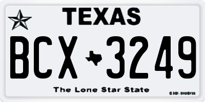 TX license plate BCX3249