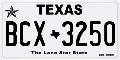 TX license plate BCX3250