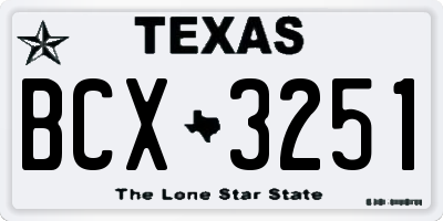 TX license plate BCX3251