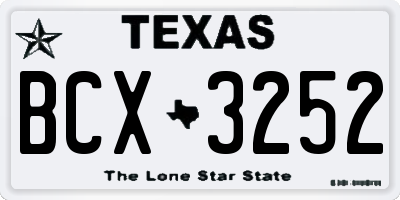 TX license plate BCX3252