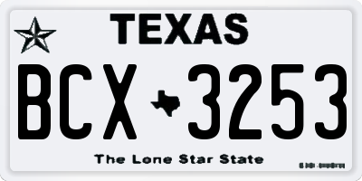 TX license plate BCX3253